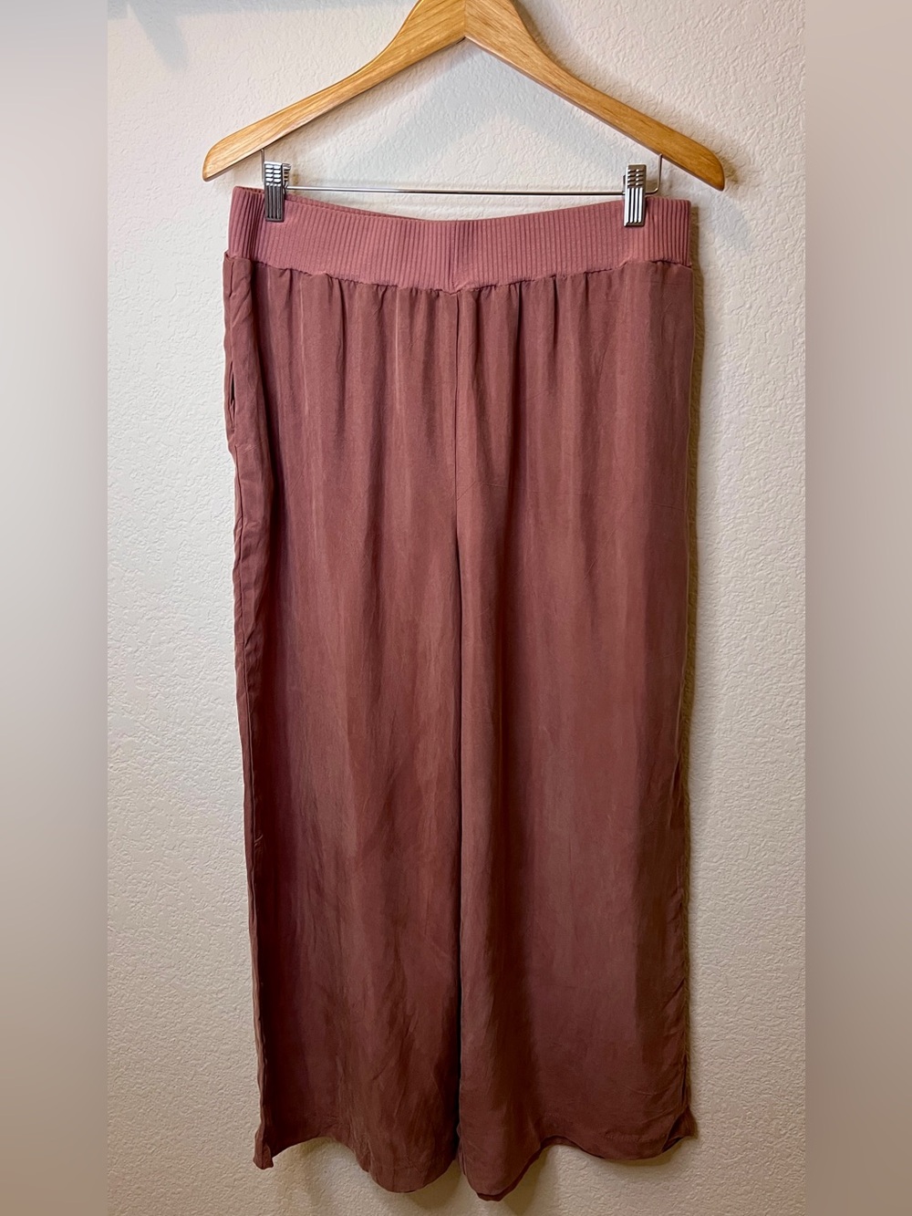 Amour Vert NWT Salice Mixed Cupro Wide Leg Pants Quartz Size XL - Picture 3 of 12